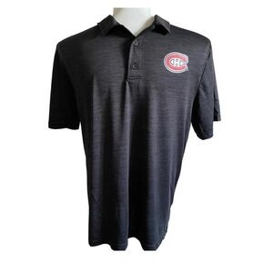 Fanatics NHL Montreal Canadiens Polo Shirt Mens Large Gray Short Sleeve Collared
